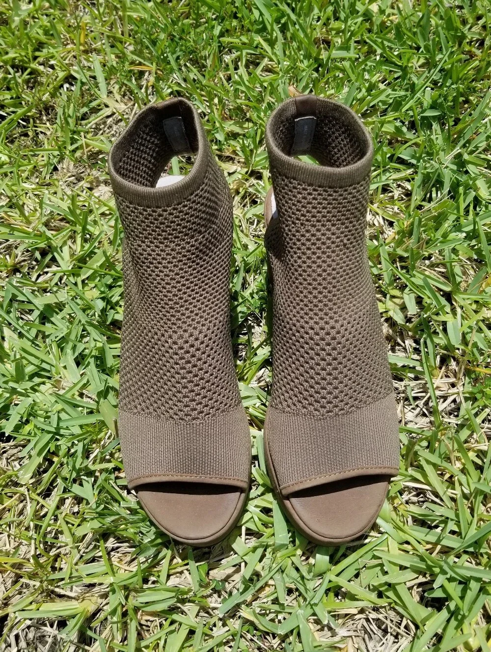 Eileen Fisher Brown Warrick Knit Wedge Sandal Booties Size 7.5